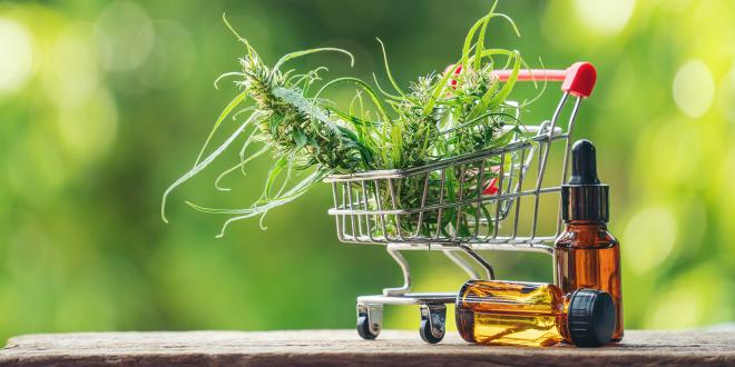 cbd oil in a shopping cart