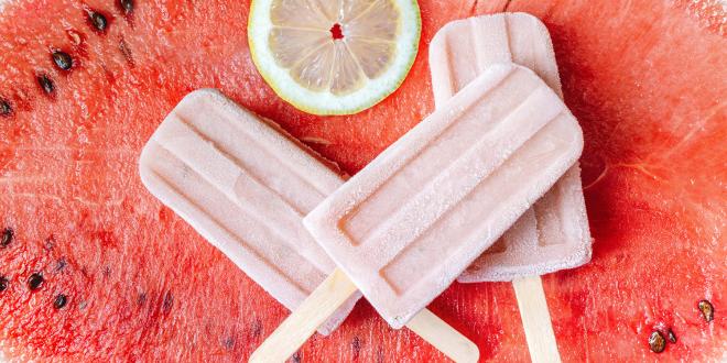 Frozen watermelon pops with fresh lime