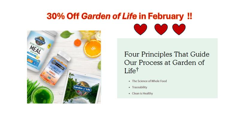30% off Garden of Life in Feb